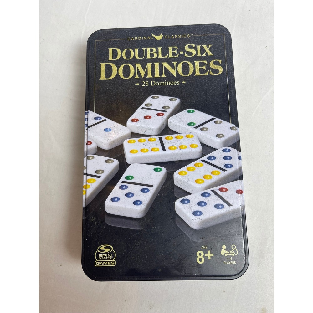 Cardinal Classics Double-Six Dominoes 28 Color Dot Tiles with Storage‎ Tin